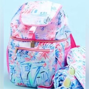 Lilly Pulitzer Pink Multicolor Backpack Cooler Sports Camping Beach Vacation
